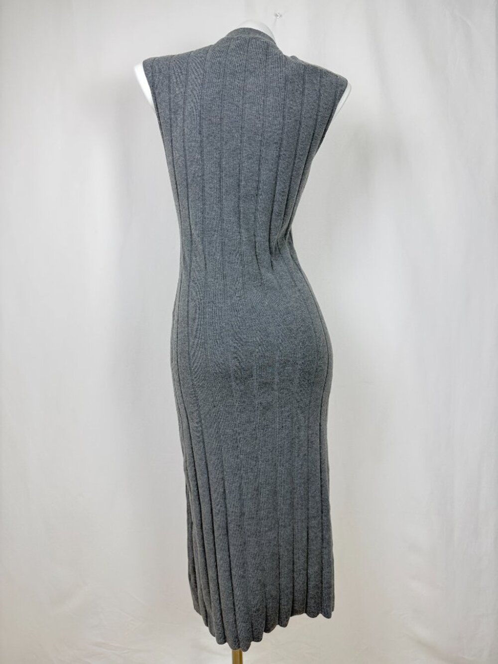 George Gray Ribbed Knit Sleeveless Mock Neck Sweater Maxi Dress XS S NWT - Picture 2 of 7